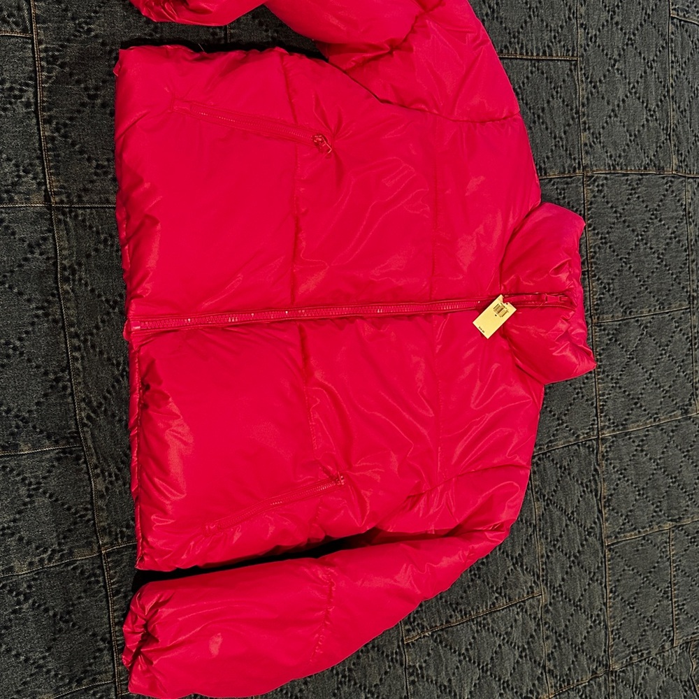 Hot pink Puffer Jacket cropped medium